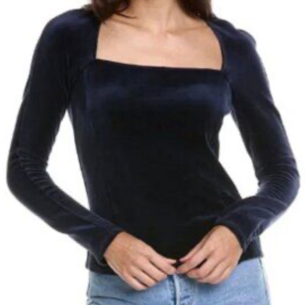 Theory velvet Midnight Blue Long Sleeve Top petite